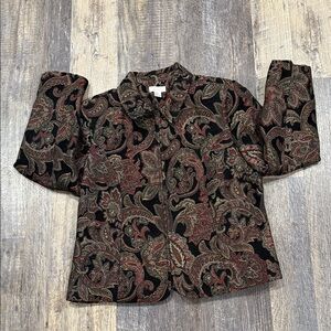 Christopher & Banks Black and Red Paisley Blazer
